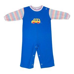 Vintage Healthtex Bus Rainbow Sleeves Longalls Romper Jumper Outfit 12m